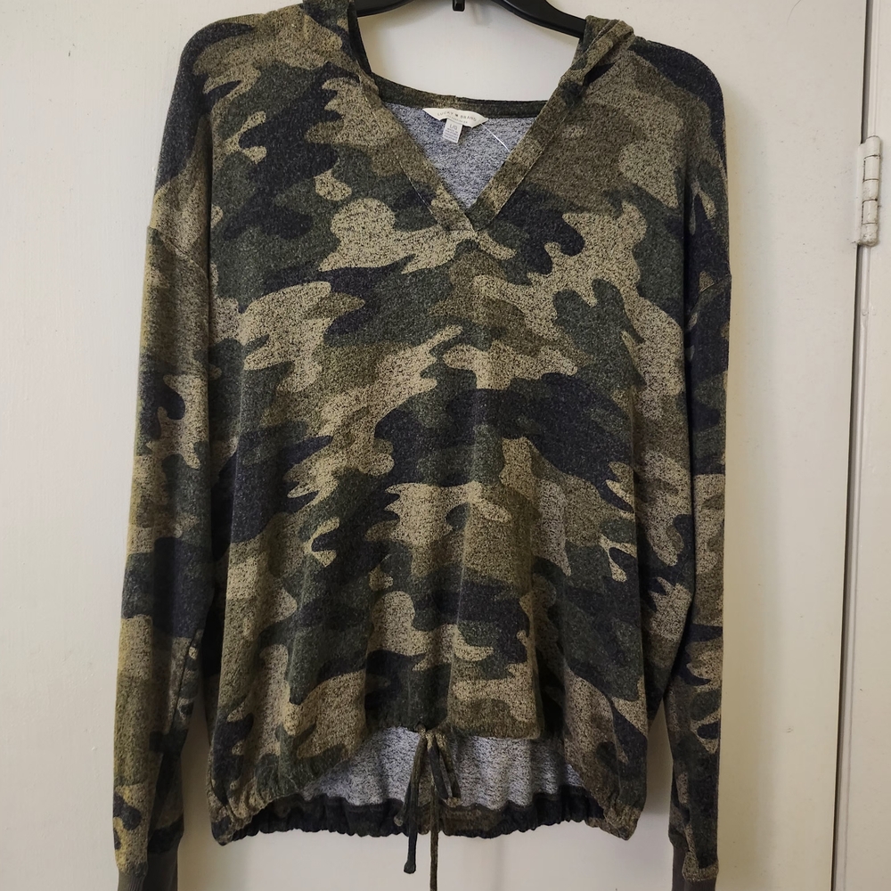 Lucky Brand Camouflage V-Neck Hoodie